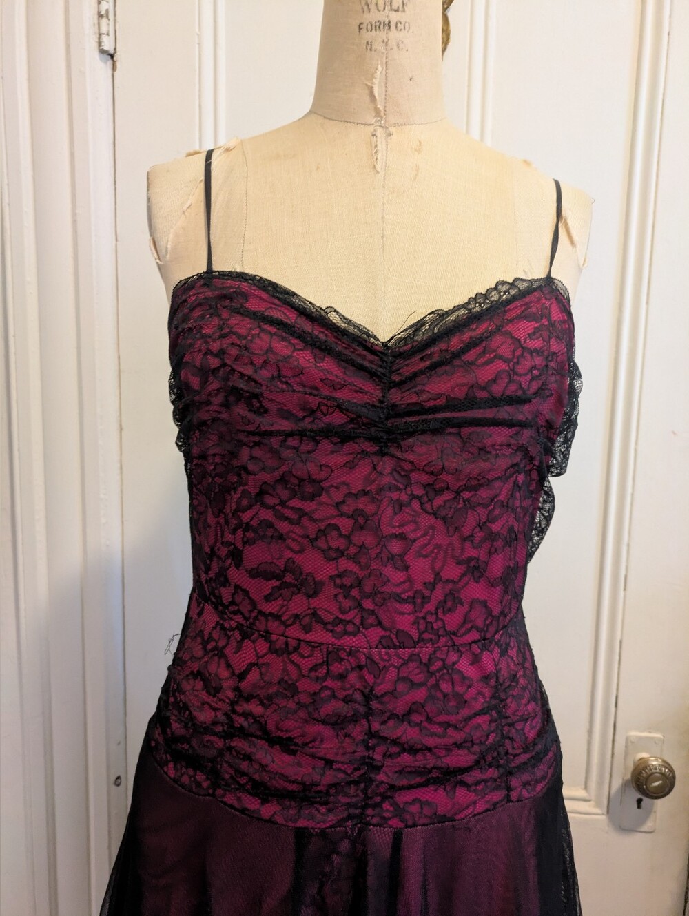 Vintage Betsey Johnson Lace-Overlay Midi Party Dress 90s Large Rare HTF - Picture 4 of 16